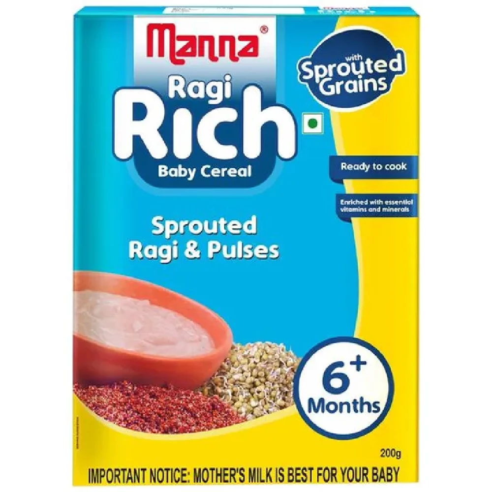 Manna Ragi Rich Baby Cereal For 6+ Months Manna Ragi Rich Baby Cereal For 6+ Months-Pack Size-200 g