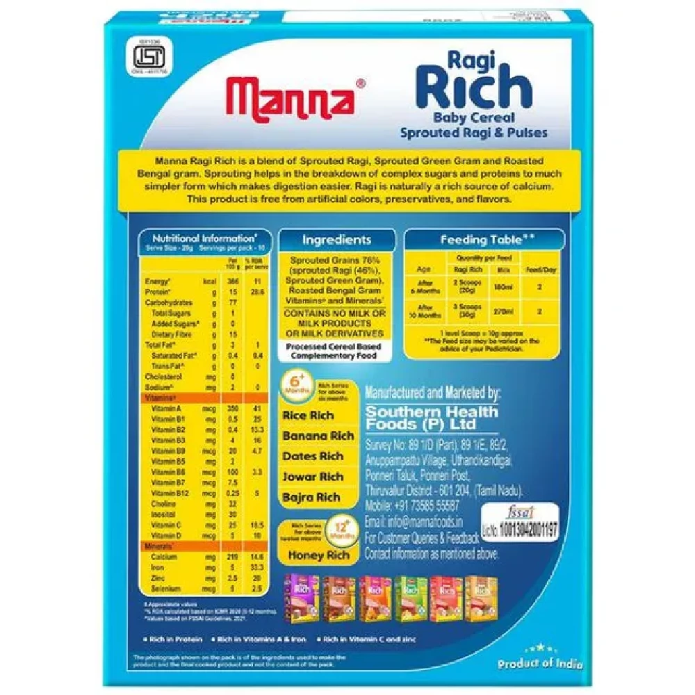 Manna Ragi Rich Baby Cereal For 6+ Months - Image 2