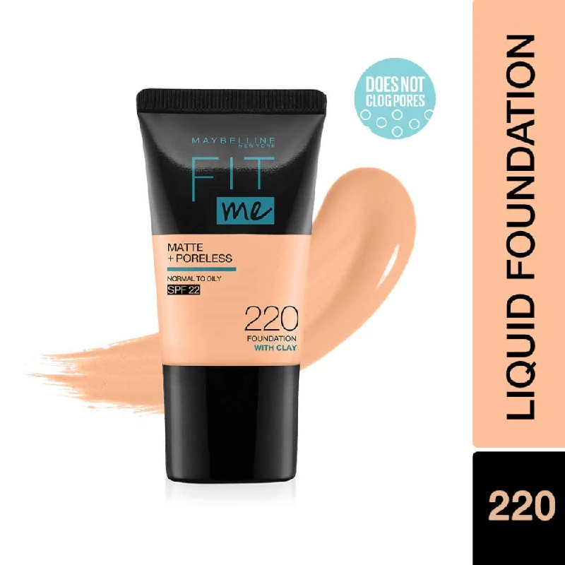 Maybelline New York Fit Me Matte+Poreless Liquid Foundation Medium Coverage For Oily Skin Tube, 330 Toffee, 220 Natural Beige - Image 5