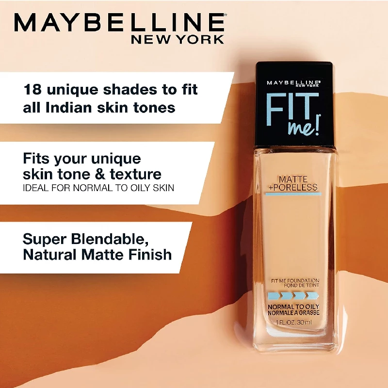 Maybelline New York Fit Me Matte+Poreless Liquid Full Coverage Foundation - Image 4