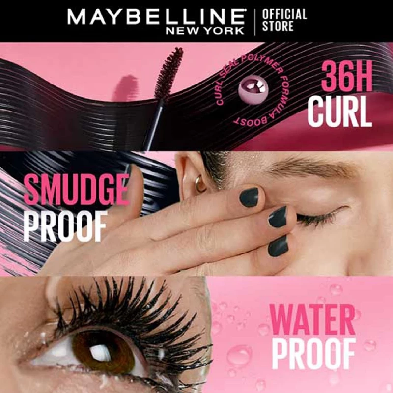 Maybelline New York Hyper Curl Mascara - Waterproof Very Black - Image 2