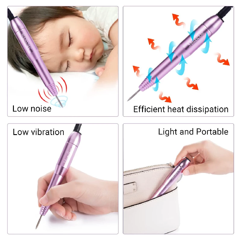 MelodySusie Nail Drill - Polishing Tools with Buffer, Cuticle Nipper and Small Brush as Manicure Pedicure Kit Home and Salon - Image 2