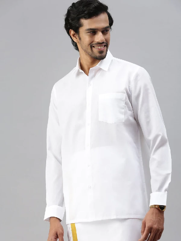 Mens Poly Cotton Full Sleeves Prestigious Fit White Shirt Minister - Image 2