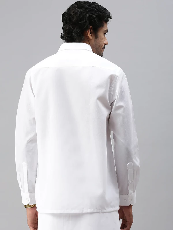 Mens Poly Cotton Full Sleeves Prestigious Fit White Shirt Minister - Image 3