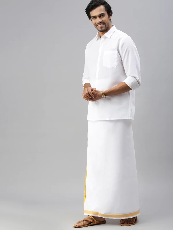 Mens Poly Cotton Full Sleeves Prestigious Fit White Shirt Minister - Image 4