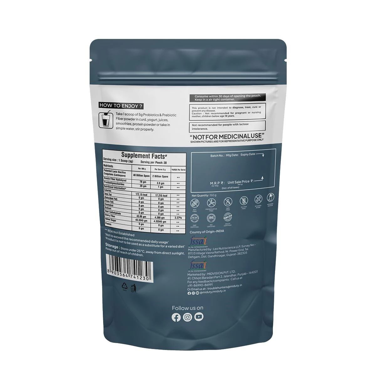 Miduty Probiotics Prebiotic Fiber Powder - Image 2