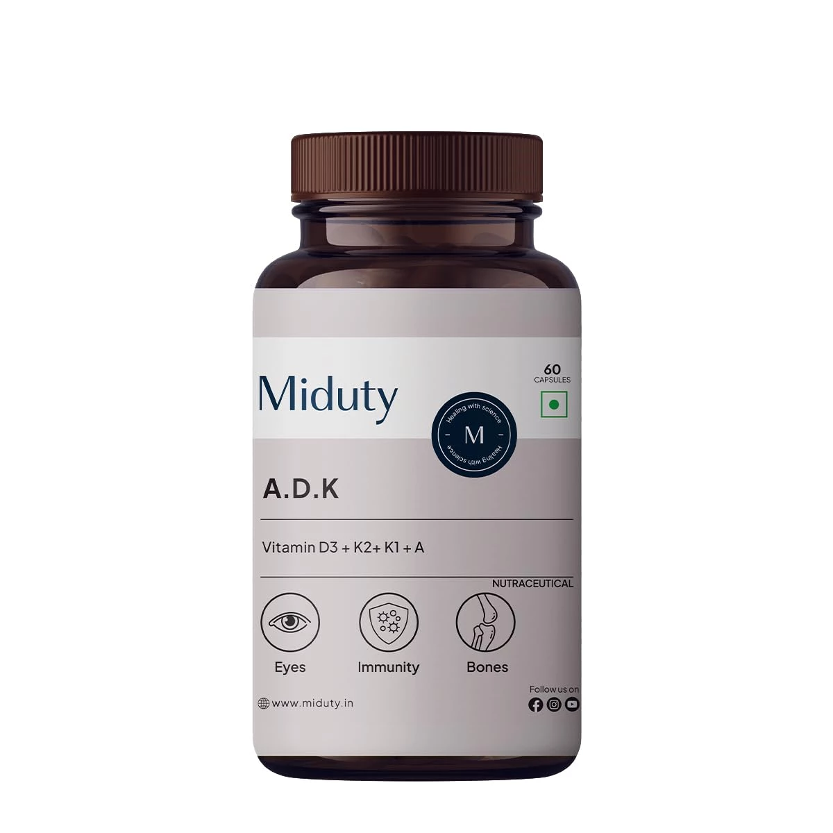Miduty Vitamin Adk, Vitamin D3 And K2 Supplement