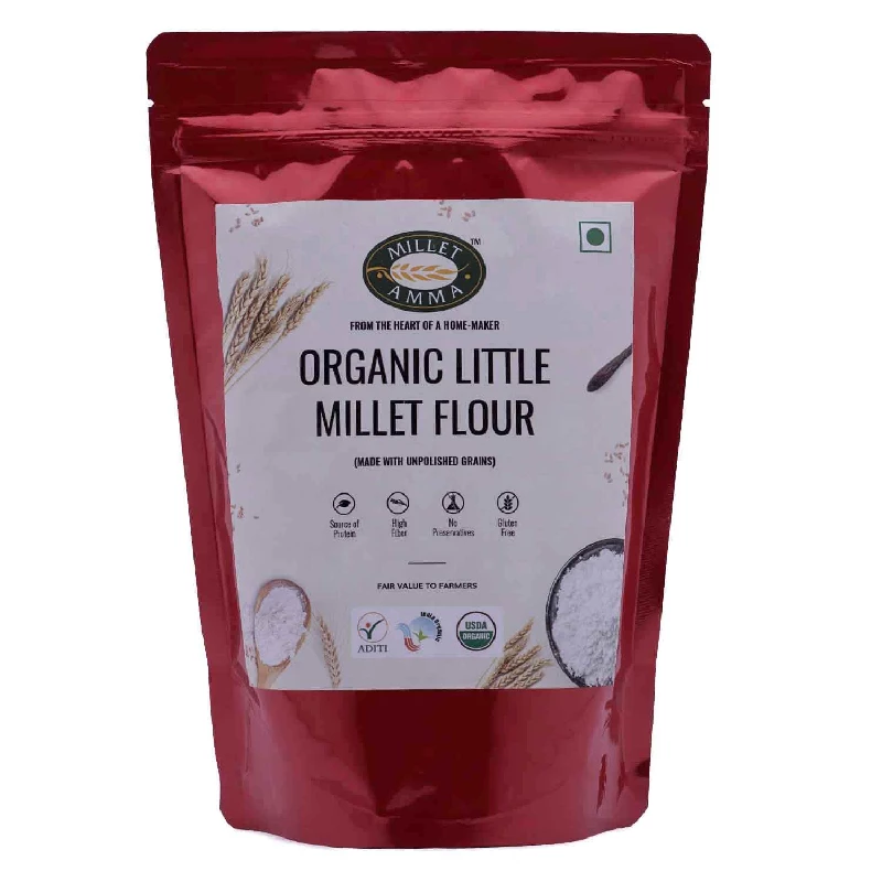Millet Amma Certified Organic Little Millet Flour (Pack of 2) Millet Amma Certified Organic Little Millet Flour (Pack of 2)-Pack Size-500 g (Each)