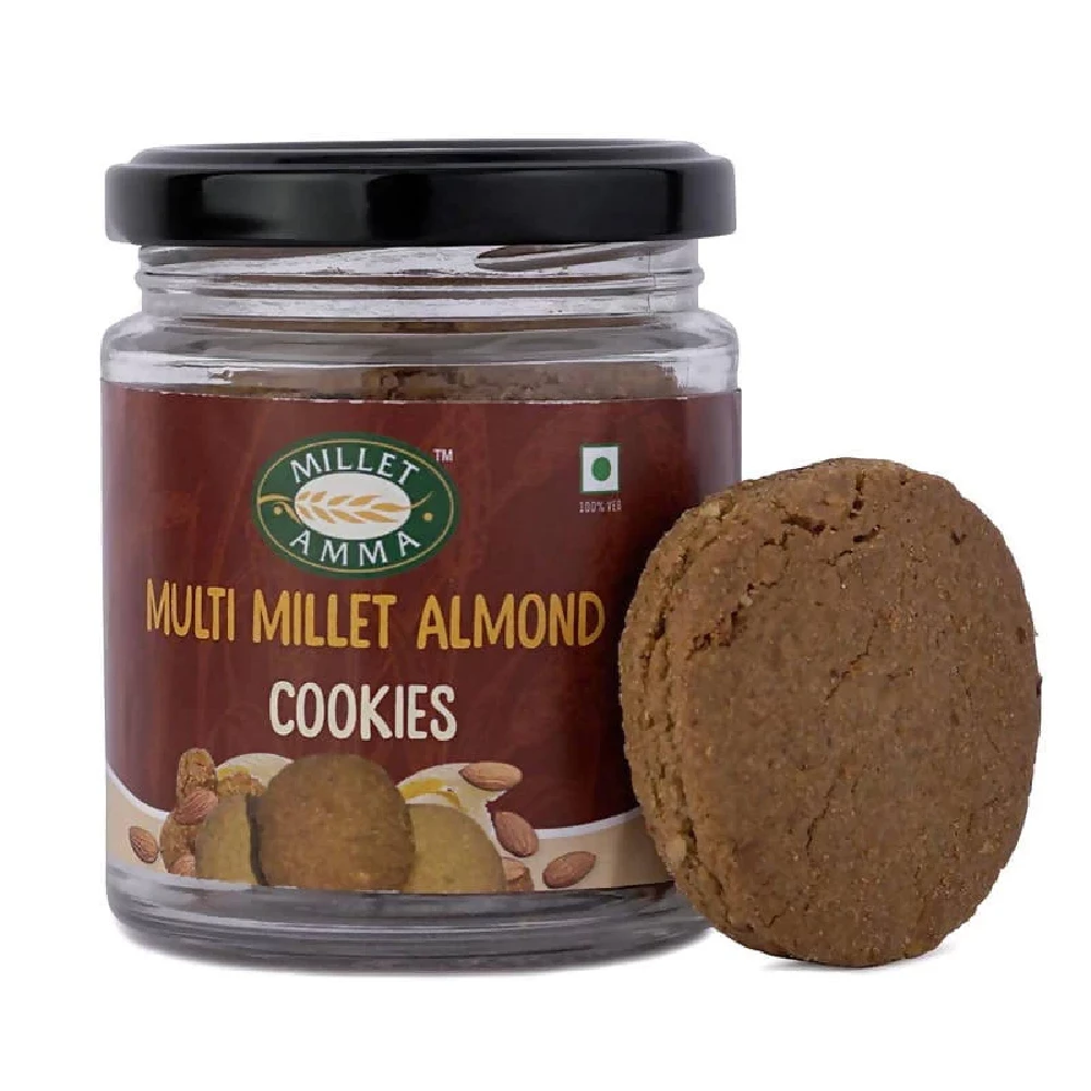 Millet Amma Multi Millet Almond Cookies Millet Amma Multi Millet Almond Cookies-Pack Size-5 pcs