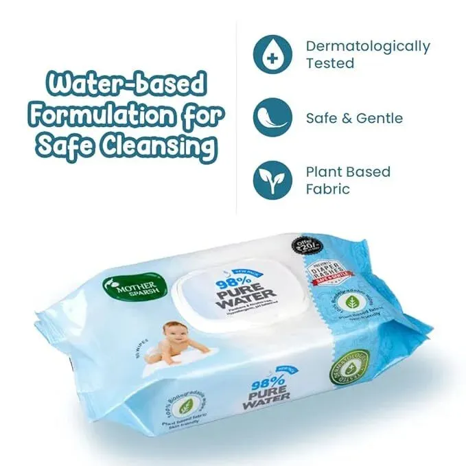 Mother Sparsh 98% Pure Water Baby Wipes - Mild & Gentle - Image 24