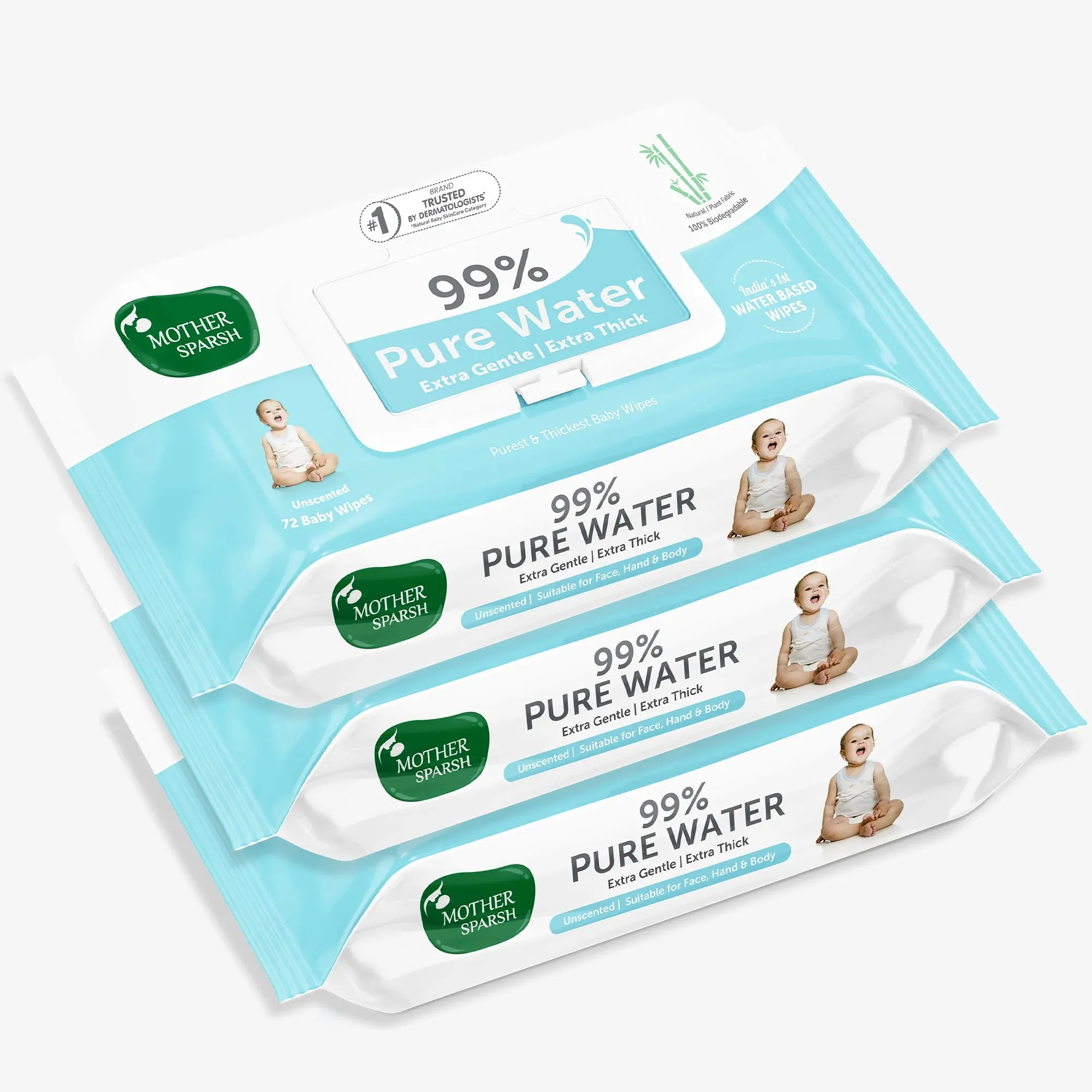Mother Sparsh 99% Pure Water Unscented Baby Wipes Combo - Super Saver Pack (72 pcs) - Image 18