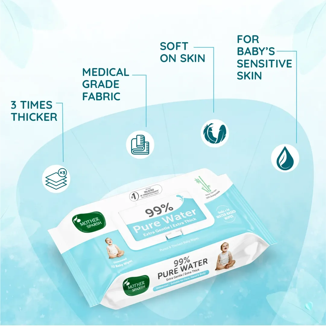 Mother Sparsh 99% Pure Water Unscented Baby Wipes Combo - Super Saver Pack (72 pcs) - Image 21