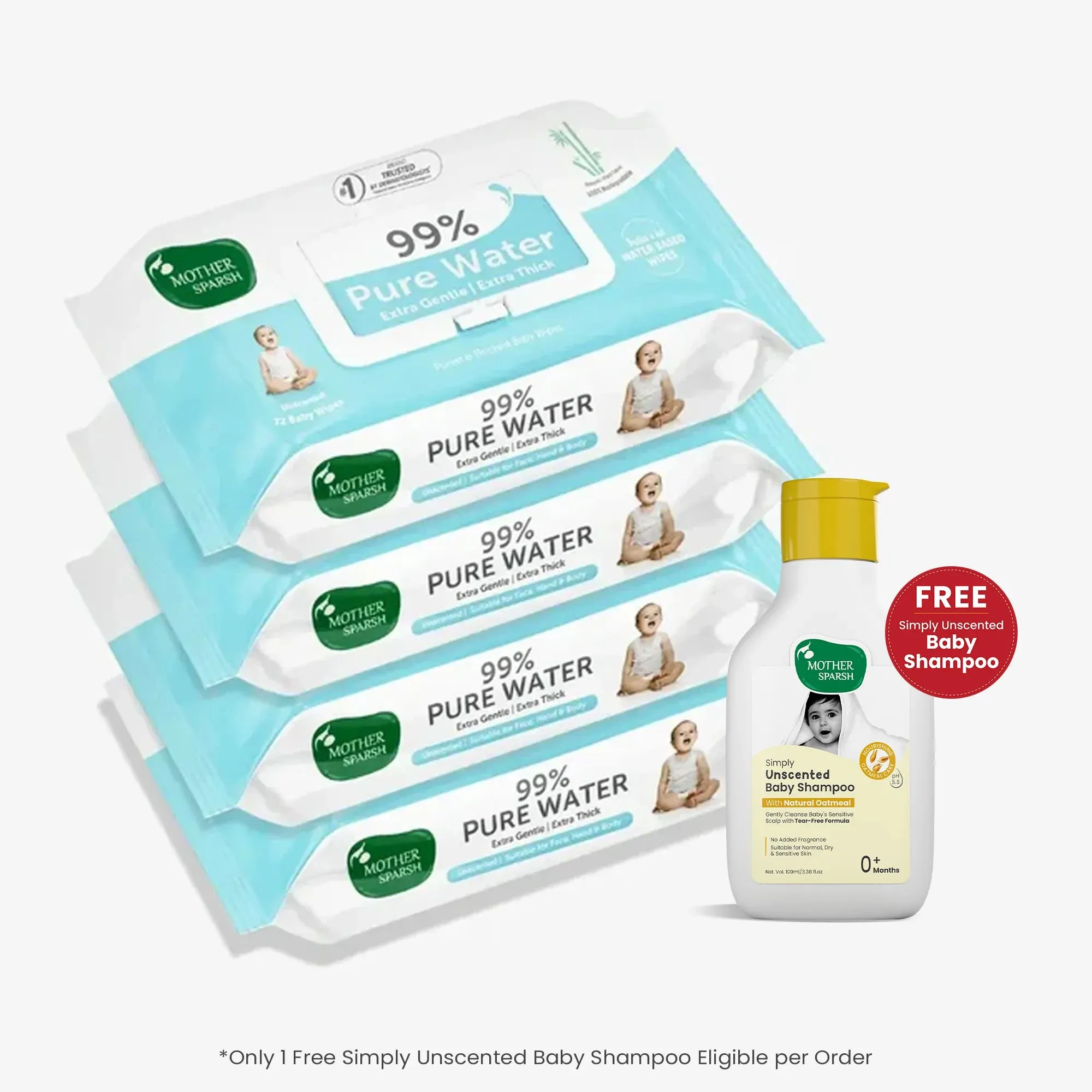 Mother Sparsh 99% Pure Water Unscented Baby Wipes - Medical Grade Fabric (72 pcs) - Image 19