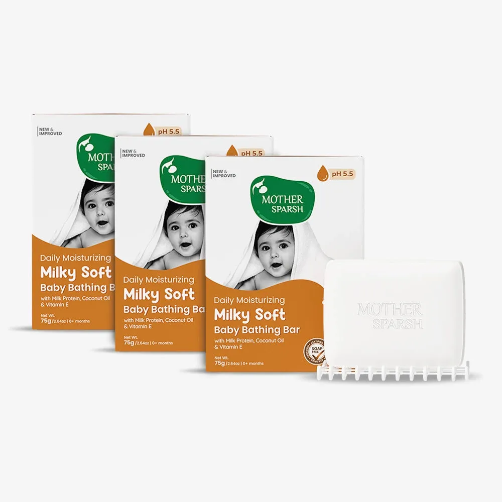 Mother Sparsh Daily Moisturizing Baby Soap - Milky Soft Bathing Bar - Image 8