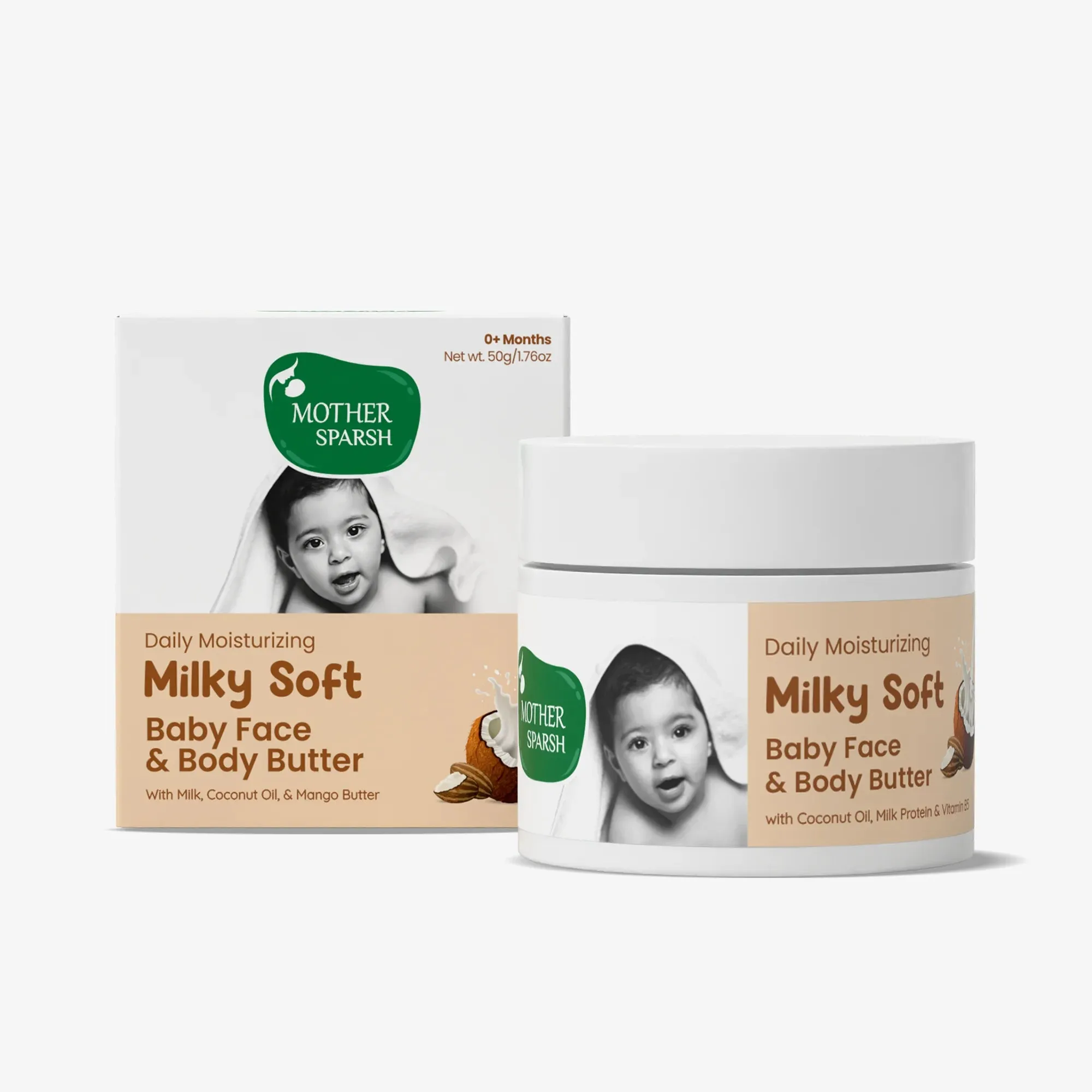 Mother Sparsh Daily Moisturizing Milky Soft Baby Face & Body Butter Mother Sparsh Daily Moisturizing Milky Soft Baby Face & Body Butter-Pack Size-50 g