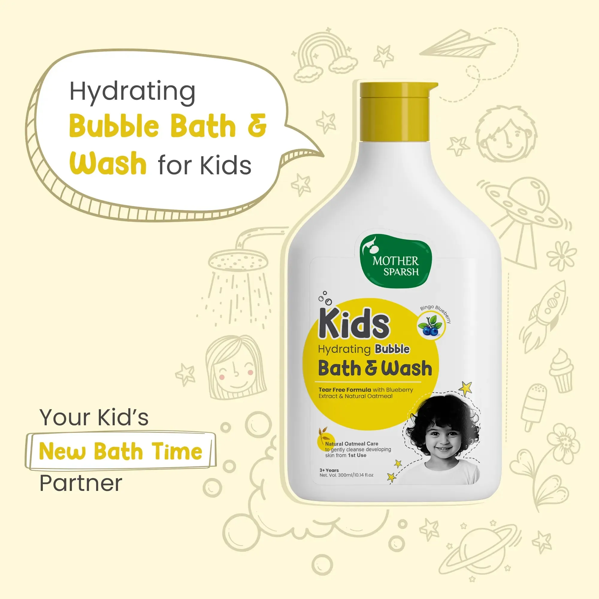 Mother Sparsh Kids Bubble Bath & Wash - Blueberry - Image 2