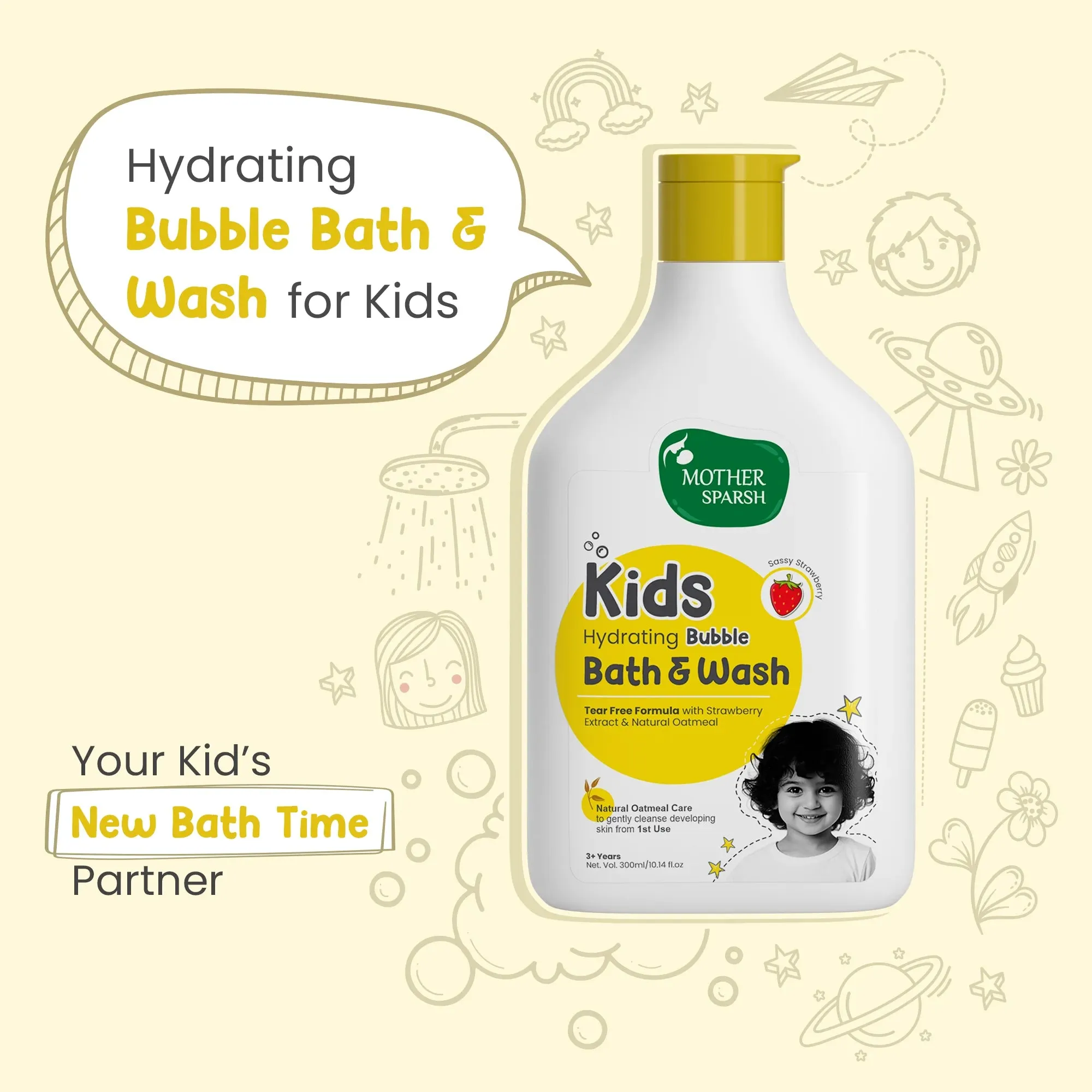 Mother Sparsh Kids Bubble Bath & Wash - Strawberry - Image 2