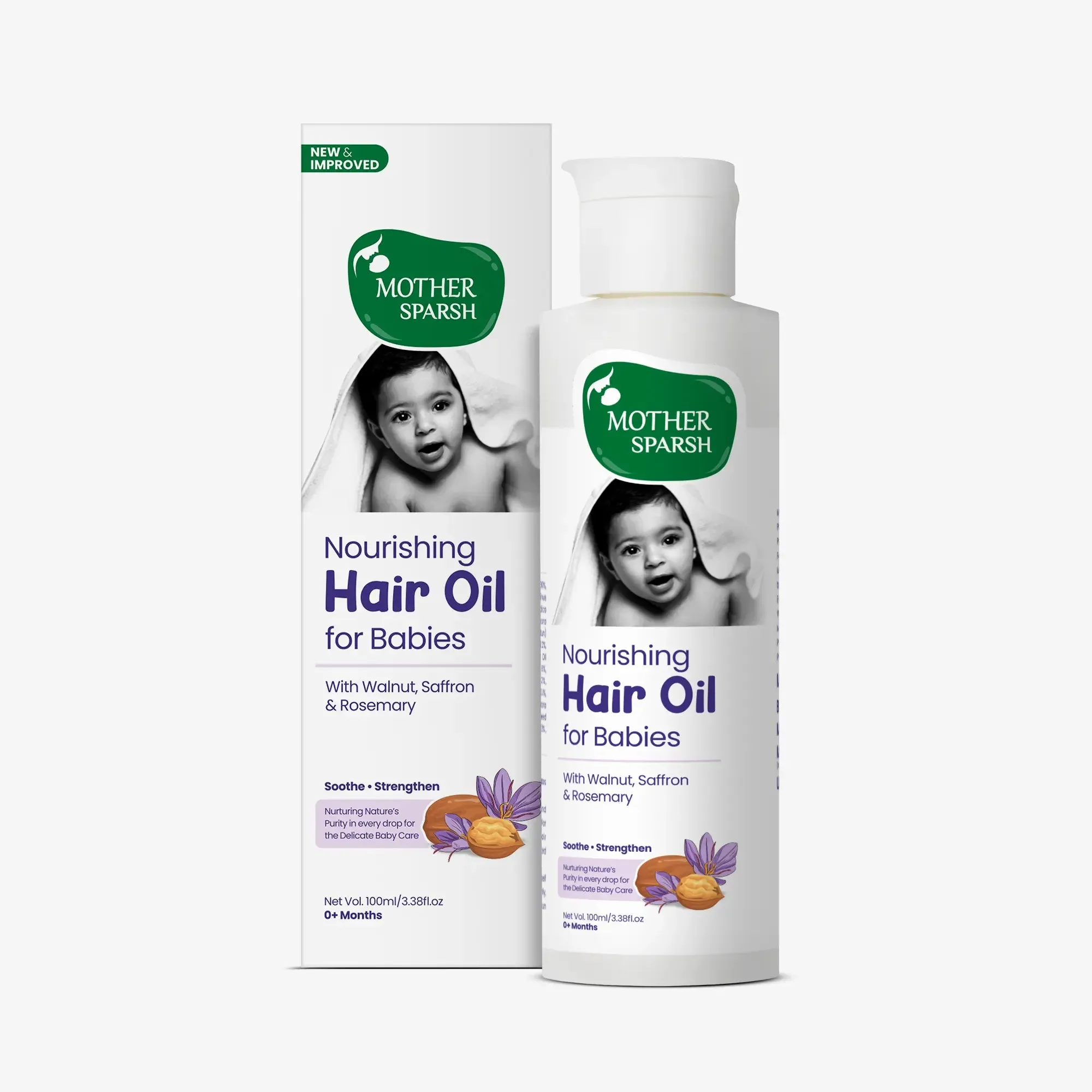 Mother Sparsh Nourishing Baby Hair Oil - Enriched with Saffron & Almond Mother Sparsh Nourishing Baby Hair Oil - Enriched with Saffron & Almond-Pack Size-100 g