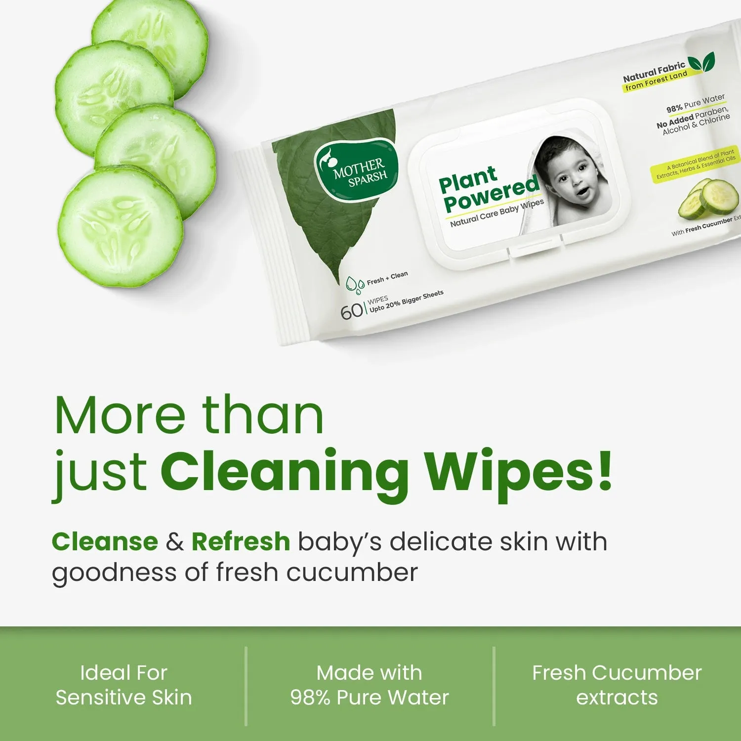Mother Sparsh Plant Powered Baby Wipes - Cucumber - Image 22