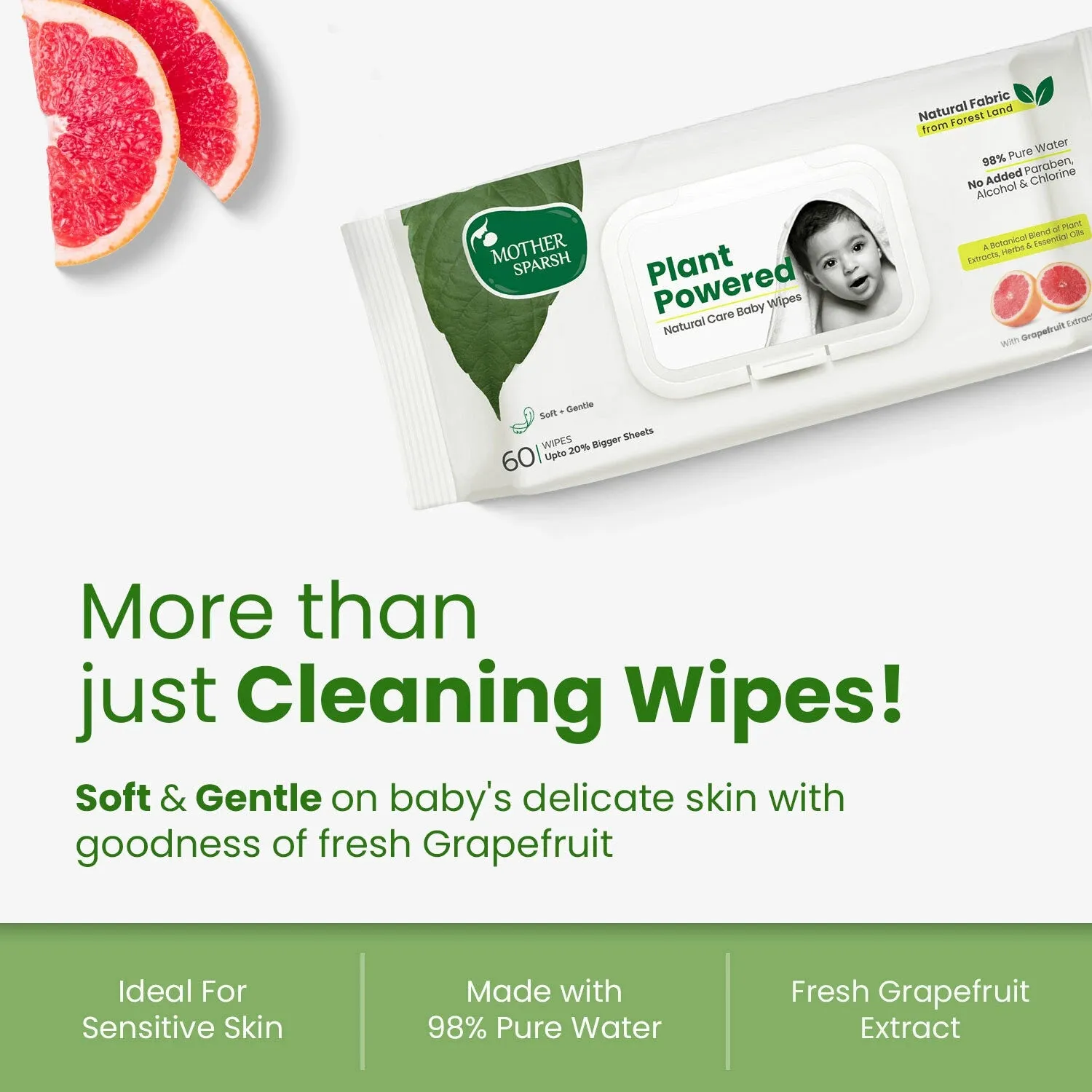 Mother Sparsh Plant Powered Baby Wipes - Grapefruit - Image 22