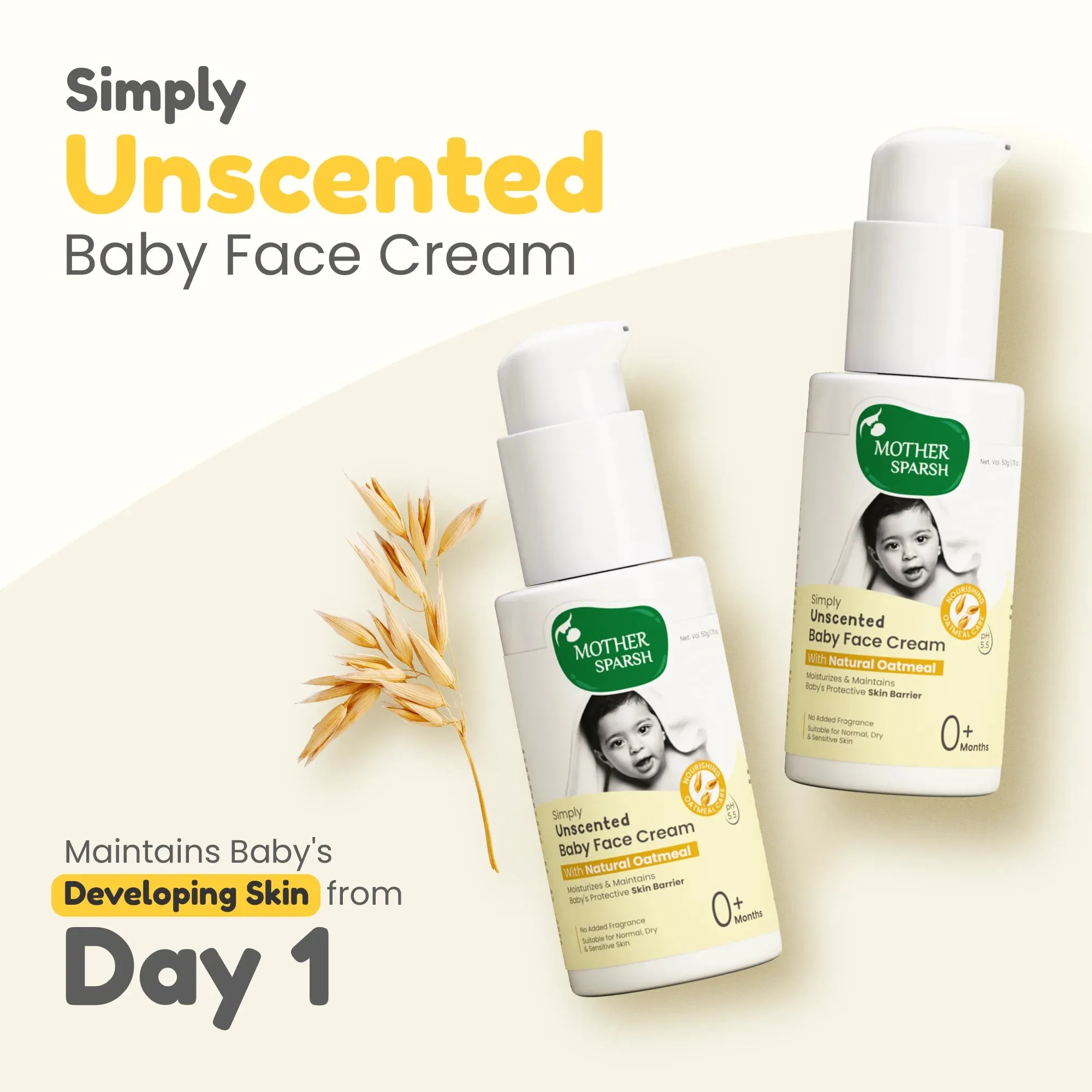 Mother Sparsh Simply Unscented Baby Face Cream - Mild & Moisturizing for Soft Skin - Image 3