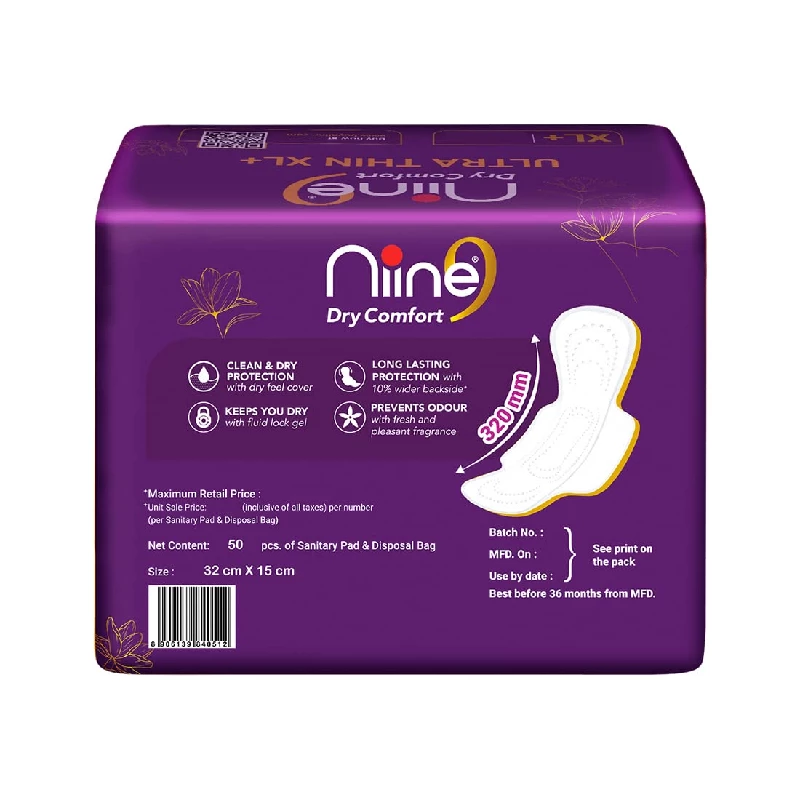 NIINE Dry Comfort Ultra Thin XL+ Sanitary Napkins for Heavy Flow - Image 2