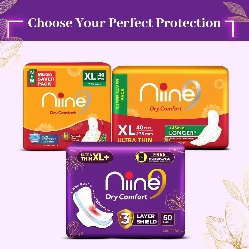 NIINE Dry Comfort Ultra Thin XL+ Sanitary Napkins for Heavy Flow - Image 7