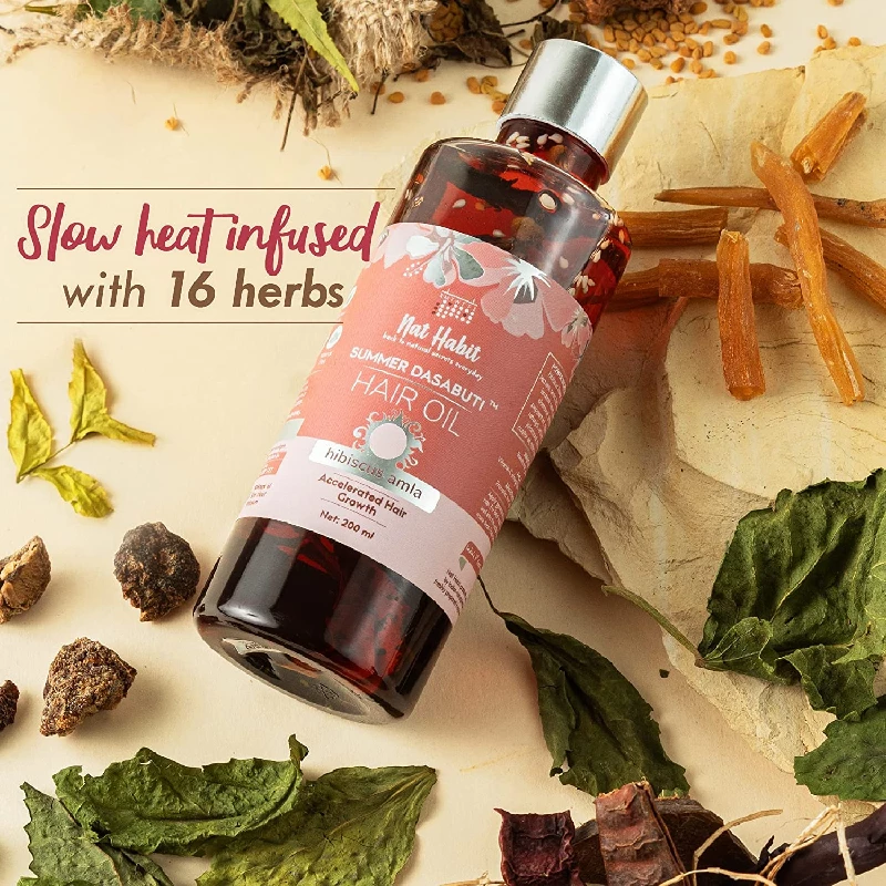 Nat Habit Back To Natural Secrets Everyday Dual Tooth Wooden Kacchi Neem Comb & Hibiscus Dasabuti Hair Oil - Image 3