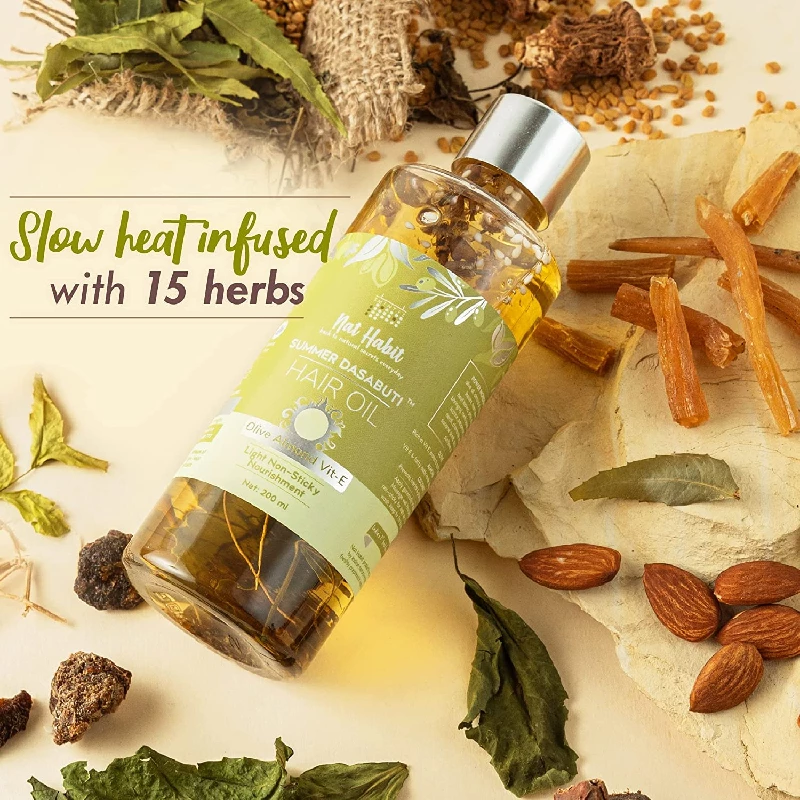 Nat Habit Back To Natural Secrets Everyday Dual Tooth Wooden Kacchi Neem Comb & Olive Almond Dasabuti Hair Oil - Image 3