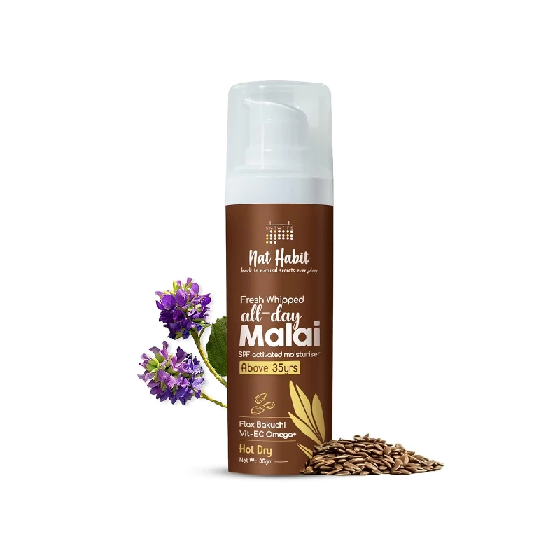 Nat Habit All Day Fresh Whipped Flax Bakuchi Face Malai Cream Nat Habit All Day Fresh Whipped Flax Bakuchi Face Malai Cream-Pack Size-30 g