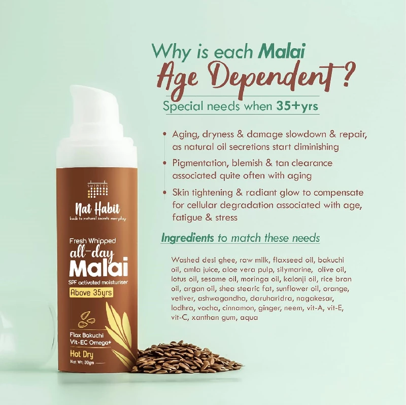 Nat Habit All Day Fresh Whipped Flax Bakuchi Face Malai Cream - Image 3