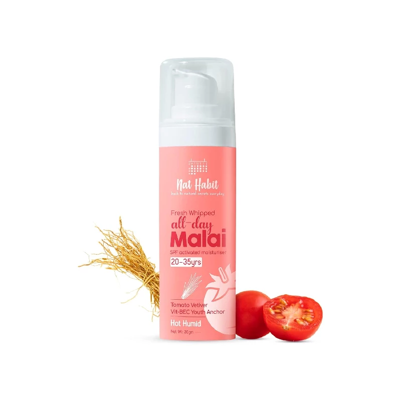 Nat Habit All Day Fresh Whipped Tomato Vetiver Vitamins B, E & C - Youth Anchor Face Malai Cream Nat Habit All Day Fresh Whipped Tomato Vetiver Vitamins B, E & C - Youth Anchor Face Malai Cream-Pack Size-30 g