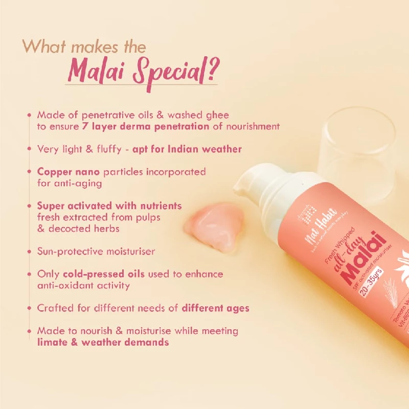 Nat Habit All Day Fresh Whipped Tomato Vetiver Vitamins B, E & C - Youth Anchor Face Malai Cream - Image 4