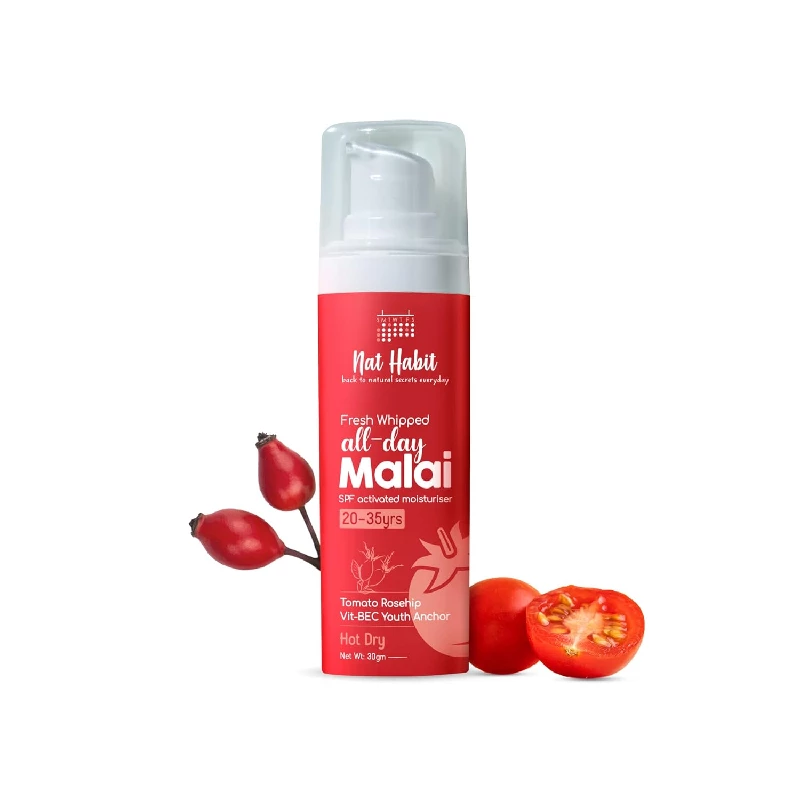 Nat Habit All-Day Fresh Whipped Tomato Rosehip Vit-BEC Youth Anchor Face Malai Cream Nat Habit All-Day Fresh Whipped Tomato Rosehip Vit-BEC Youth Anchor Face Malai Cream-Pack Size-30 g