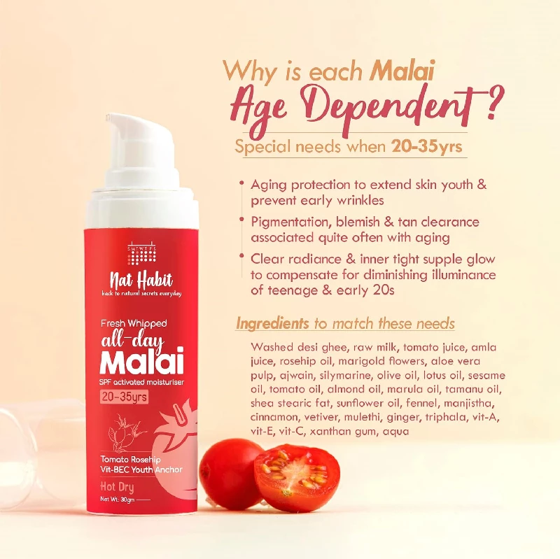 Nat Habit All-Day Fresh Whipped Tomato Rosehip Vit-BEC Youth Anchor Face Malai Cream - Image 3