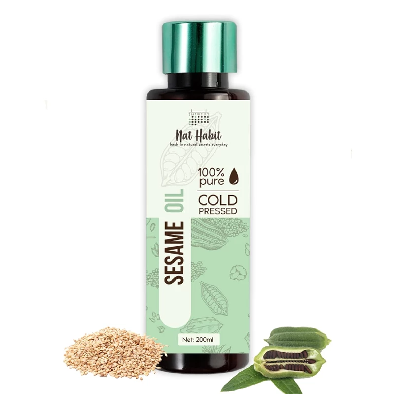 Nat Habit Cold Pressed Pure Sesame Oil for Hair Nat Habit Cold Pressed Pure Sesame Oil for Hair-Pack Size-200 ml