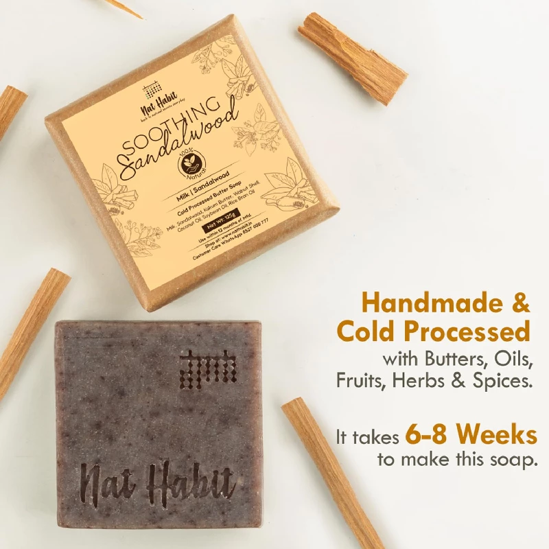 Nat Habit Cold Processed Soothing Sandalwood Butter Bath Soap - Image 2