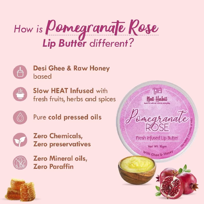 Nat Habit Fresh Infused Pomegranate Rose Lip Balm - Image 3