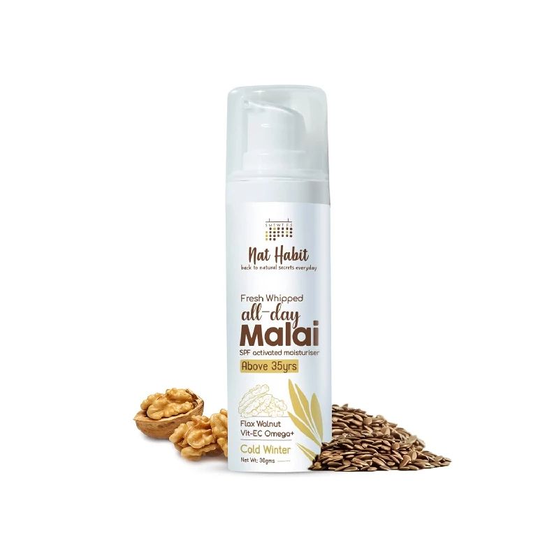 Nat Habit Fresh Whipped Flax Walnut Face Malai Cream Nat Habit Fresh Whipped Flax Walnut Face Malai Cream-Pack Size-30 g