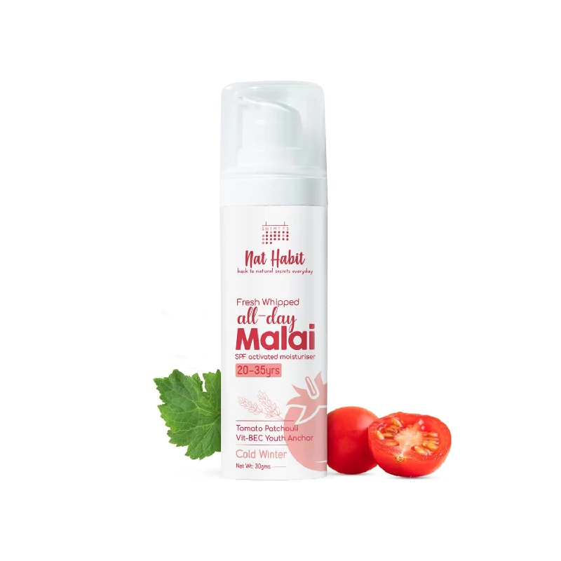 Nat Habit Fresh Whipped Tomato Patchouli Vit-B E C Youth Anchor All Day Face Malai Cream Nat Habit Fresh Whipped Tomato Patchouli Vit-B E C Youth Anchor All Day Face Malai Cream-Pack Size-30 g