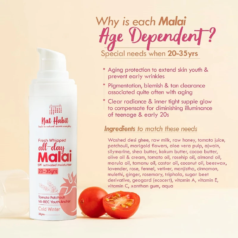 Nat Habit Fresh Whipped Tomato Patchouli Vit-B E C Youth Anchor All Day Face Malai Cream - Image 3