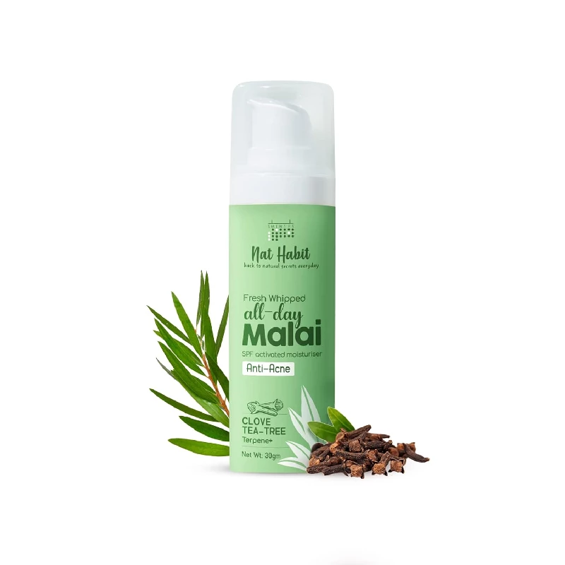 Nat Habit Fresh Whipped Clove Tea-Tree Terpene + All Day Face Malai Anti-Acne Face Cream Nat Habit Fresh Whipped Clove Tea-Tree Terpene + All Day Face Malai Anti-Acne Face Cream-Pack Size-30 g