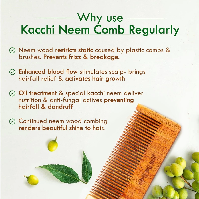 Nat Habit Kacchi Neem Wooden Comb-Small Size - Image 5