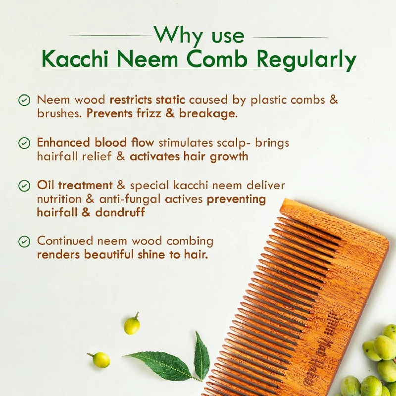 Nat Habit Kacchi Neem Wooden Comb-Large Size - Image 3