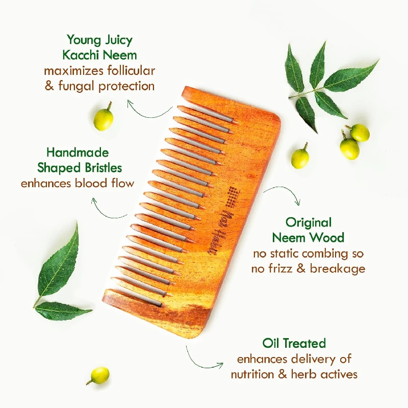 Nat Habit Kacchi Neem Wooden Shampoo Comb - Image 2