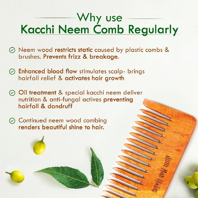 Nat Habit Kacchi Neem Wooden Shampoo Comb - Image 4