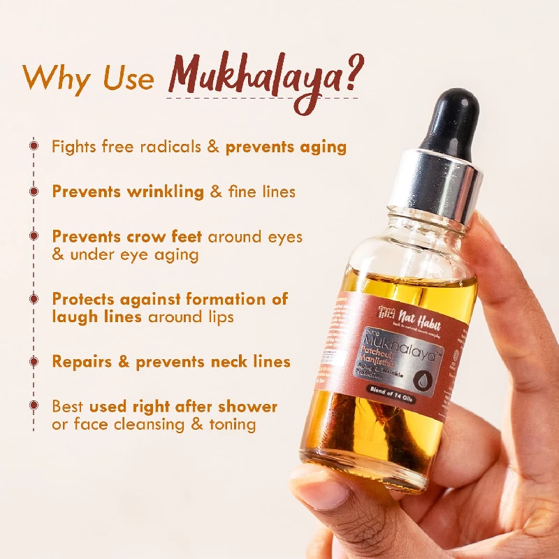 Nat Habit Patchouli Manjistha Mukhalaya Face Oil For Aging & Wrinkle Protection - Image 2