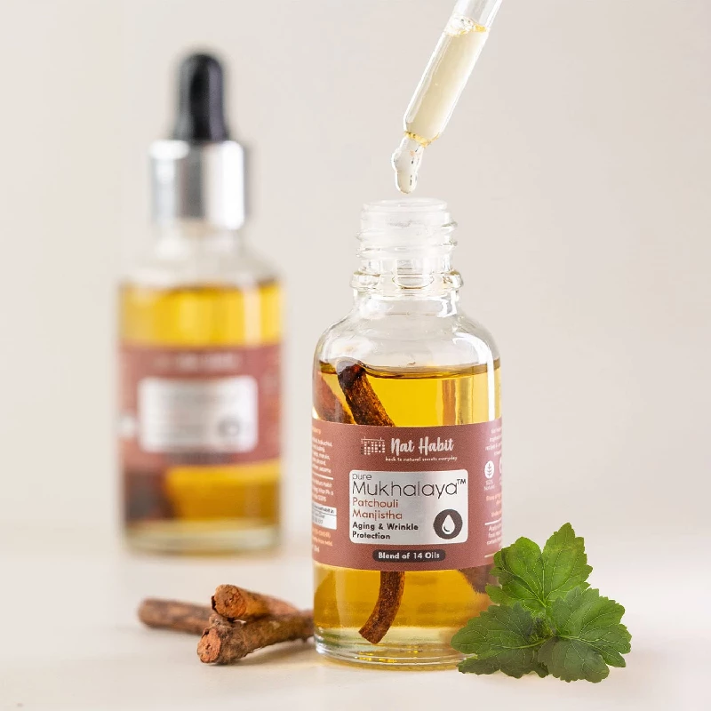 Nat Habit Patchouli Manjistha Mukhalaya Face Oil For Aging & Wrinkle Protection - Image 3