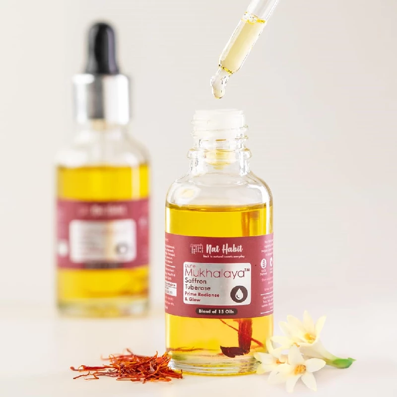 Nat Habit Saffron Tuberose Mukhalaya Face Oil For Radiance & Glow - Image 2