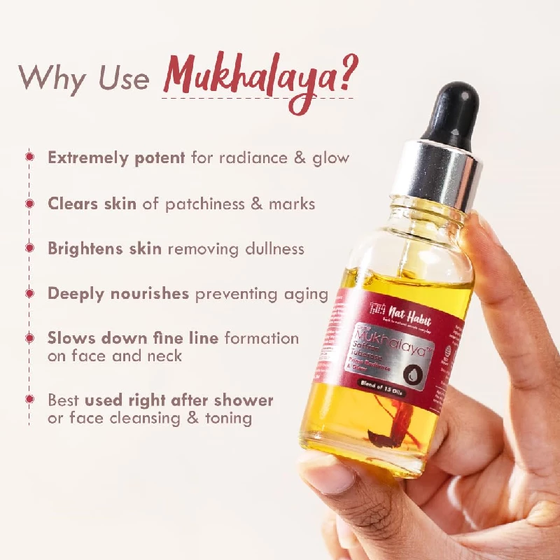 Nat Habit Saffron Tuberose Mukhalaya Face Oil For Radiance & Glow - Image 3